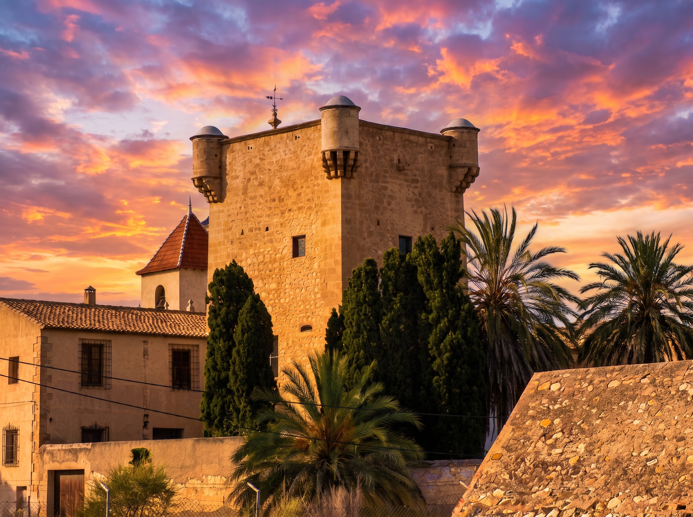Torreó del Monasterio de la Santa Faz (Nº 05 en el mapa) al atardecer